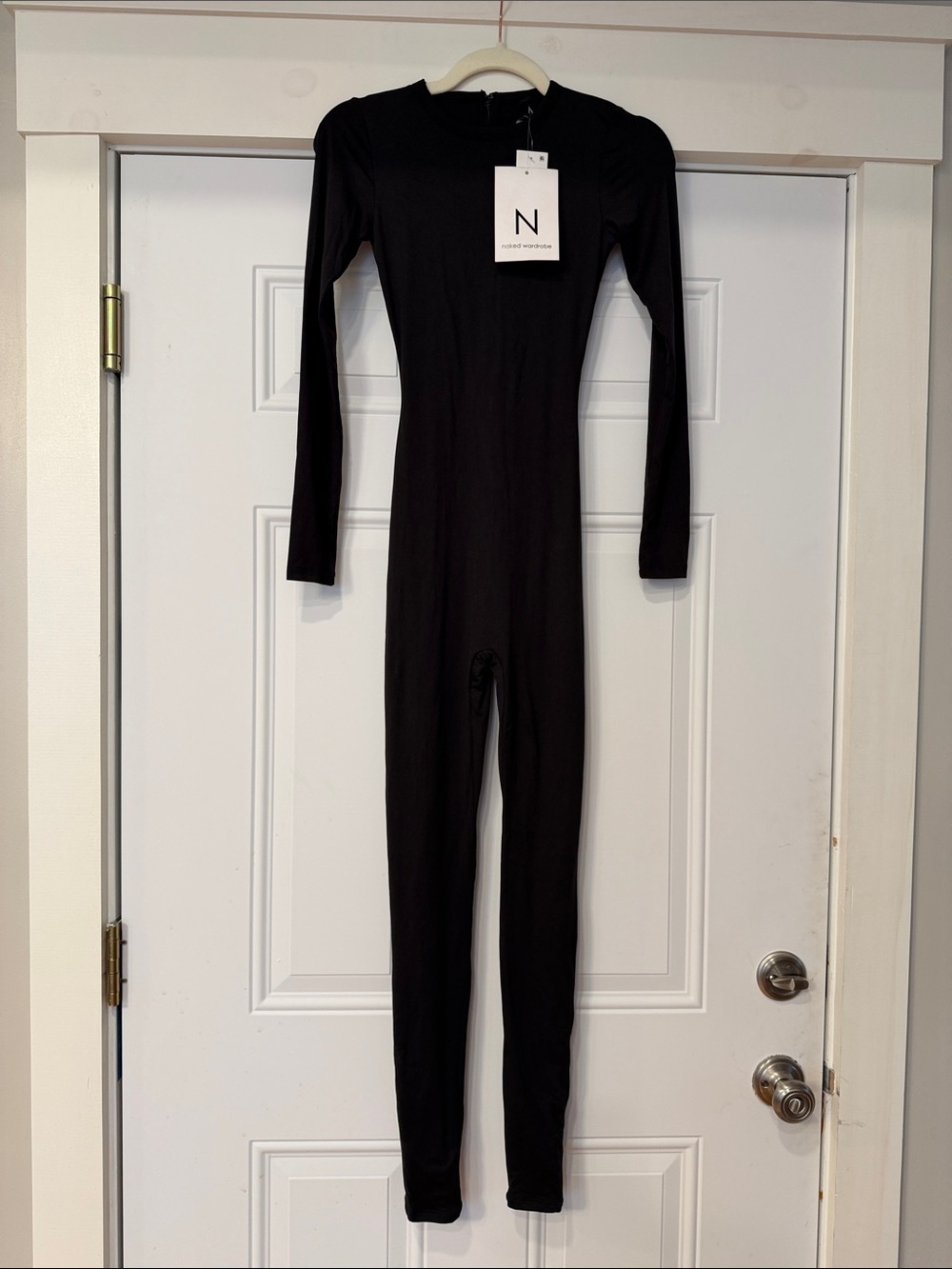 naked wardrobe Black Long-Sleeve Slim Jumpsuit